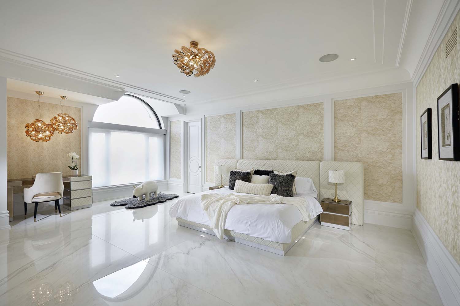 Book-matched marble principal suite